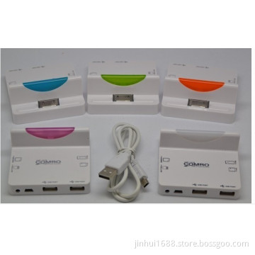 Multifunction Docking Station for iPad/iPhone4/iPod Series (HDMI+HUB+CARD READER+CHARGE+SYNC+REMOTE CONTROL+DOCK)